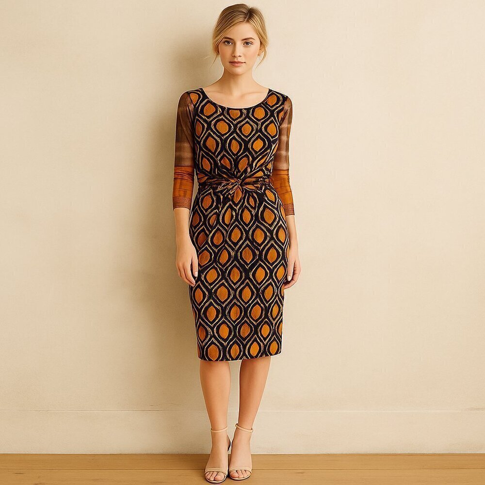 Anthropologie x Blank London Twist Front NWT Dress Long Sleeve Midi Batik Print